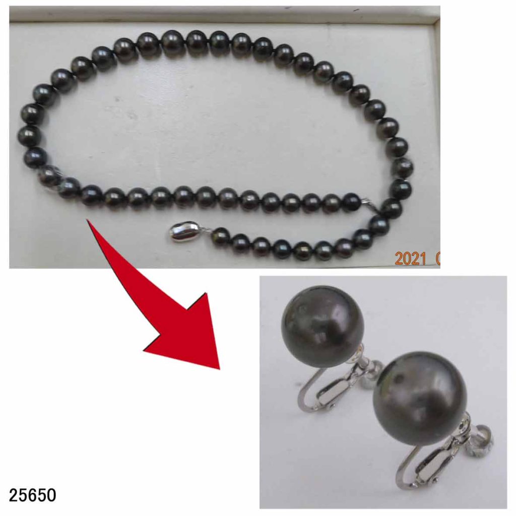 25650真珠のネックレスからイヤリングリフォーム